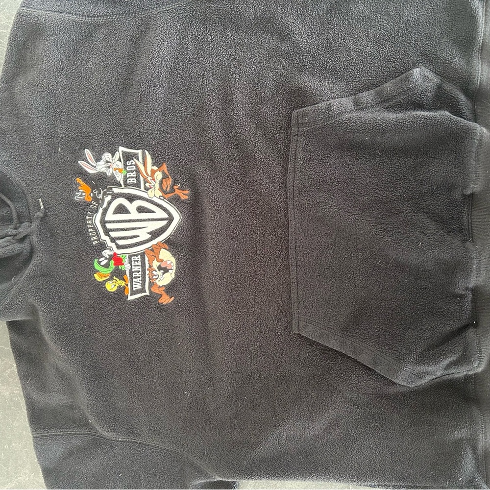 Warner Bros. Black and Red Crewneck Sweater with Colorful Design